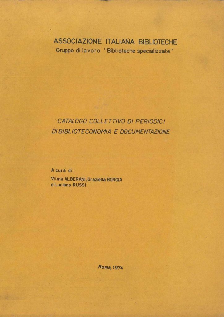 Catalogo collettivo di periodici di biblioteconomia e documentazione